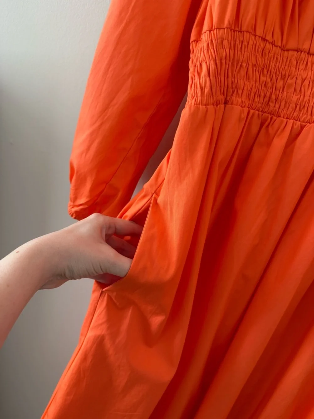 NWT - J. Crew - V-neck Midi Dress in Cotton Poplin - Sweet Tangerine